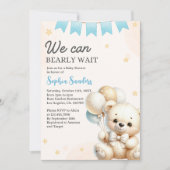 "We Can Bearly Wait! Teddy Bear Baby Shower Einladung (Vorderseite)