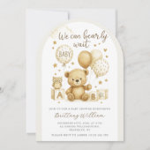 We Can Bearly Wait Teddy Bear Baby Shower Einladung (Vorderseite)