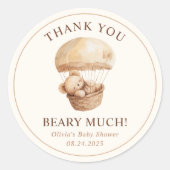 We Can Bearly Wait Teddy Bear Baby Shower Favor Runder Aufkleber (Vorderseite)