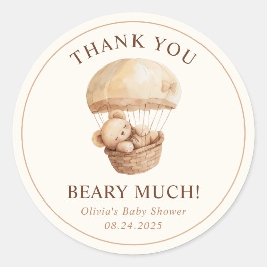 We Can Bearly Wait Teddy Bear Baby Shower Favor Runder Aufkleber (Vorderseite)