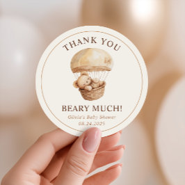 We Can Bearly Wait Teddy Bear Baby Shower Favor Runder Aufkleber