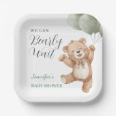 We Can Bearly Wait Teddy Bear Baby Shower  Pappteller (Vorderseite)