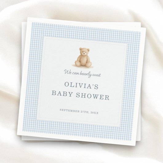 We Can Bearly Wait Teddy Bear Baby Shower Party Serviette