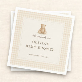 We Can Bearly Wait Teddy Bear Baby Shower Party Serviette