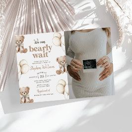 We Can Bearly Wait Teddy Bear Baby Shower Photo Einladung