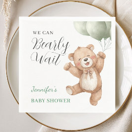 We Can Bearly Wait Teddy Bear Baby Shower Serviette