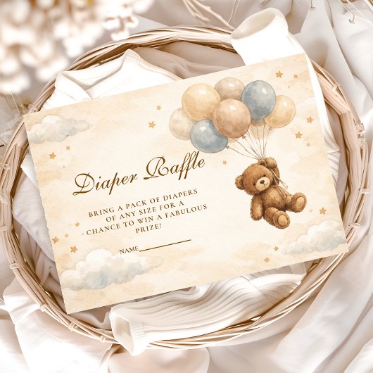 We Can Bearly Wait Teddy Bear Ballo Diapper Raffle Begleitkarte