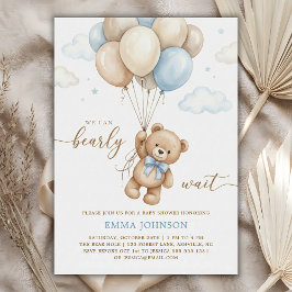 We Can Bearly Wait Teddy Bear Balloon Baby Shower Einladung