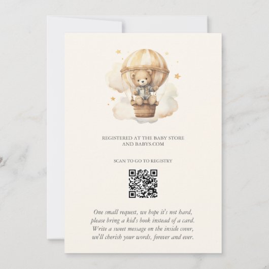 We Can Bearly Wait Teddy Bear Balloon Baby Shower Einladung (Rückseite)