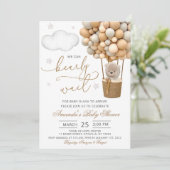 We Can Bearly Wait Teddy Bear Balloon Baby Shower Einladung (Stehend Vorderseite)