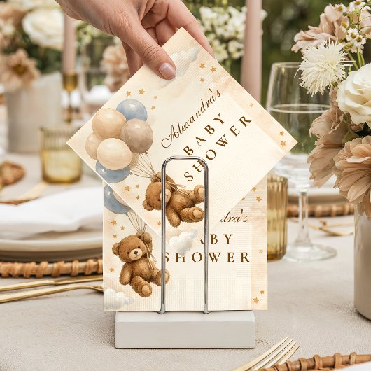 We Can Bearly Wait Teddy Bear Balloon Baby Shower Serviette