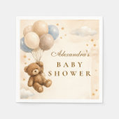 We Can Bearly Wait Teddy Bear Balloon Baby Shower Serviette (Vorderseite)