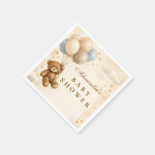 We Can Bearly Wait Teddy Bear Balloon Baby Shower Serviette (Ecke)