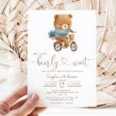 We Can Bearly Wait Teddy Bear Bicycle Baby Shower Einladung