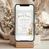 We Can Bearly Wait Teddy Bear Blue Baby Boy Shower Einladung