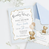 We Can Bearly Wait Teddy Bear Blue Baby Boy Shower Einladung