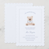 We Can Bearly Wait Teddy Bear Blue Baby Shower Einladung (Vorne/Hinten)