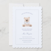 We Can Bearly Wait Teddy Bear Blue Baby Shower Einladung (Vorderseite)