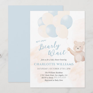 We Can Bearly Wait | Teddy Bear Boy Baby Shower Einladung