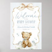 We Can Bearly Wait Teddy Bear Boy Shower Welcome Poster (Vorne)