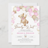 We Can Bearly Wait Teddy Bear Girl Baby Shower Einladung (Vorderseite)