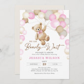 We Can Bearly Wait Teddy Bear Girl Baby Shower Einladung (Vorne/Hinten)