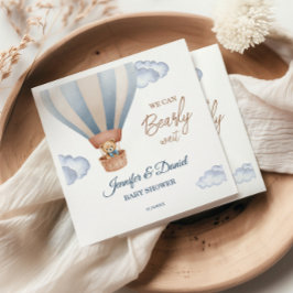 We Can Bearly Wait Teddy Bear Hot Air Balloon Baby Serviette