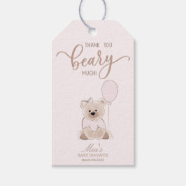 We Can Bearly Wait Teddy Bear Pink Baby Shower Geschenkanhänger