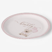 We Can Bearly Wait Teddy Bear Pink Baby Shower Pappteller (Schrägansicht)
