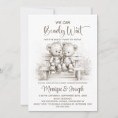 We Can Bearly Wait Teddy Bear Twins Baby Shower Einladung (Vorderseite)