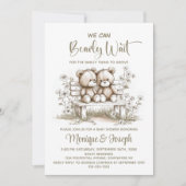 We Can Bearly Wait Teddy Bear Twins Baby Shower Einladung (Vorderseite)