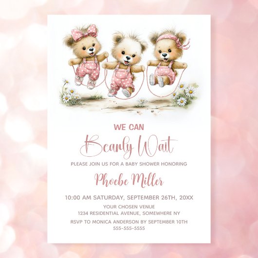 We Can Bearly Wait Teddy Bears with Jump Ropes Einladung