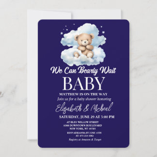 We Can Bearly Wait Theme Baby Shower Invitation Einladung