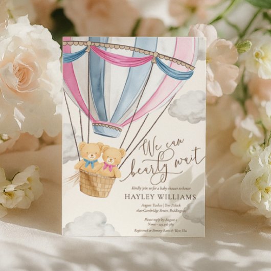 We Can Bearly Wait Twins Baby Shower Invitation Einladung