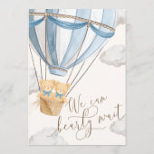 We Can Bearly Wait Twins Baby Shower Menükarte (Rückseite)