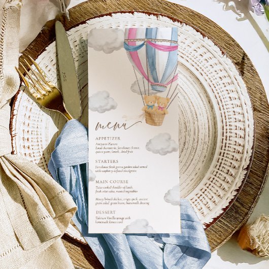 We Can Bearly Wait Twins Baby Shower  Menükarte