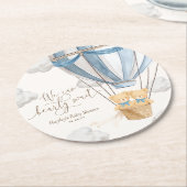 We Can Bearly Wait Twins Baby Shower Runder Pappuntersetzer (Angewinkelt)