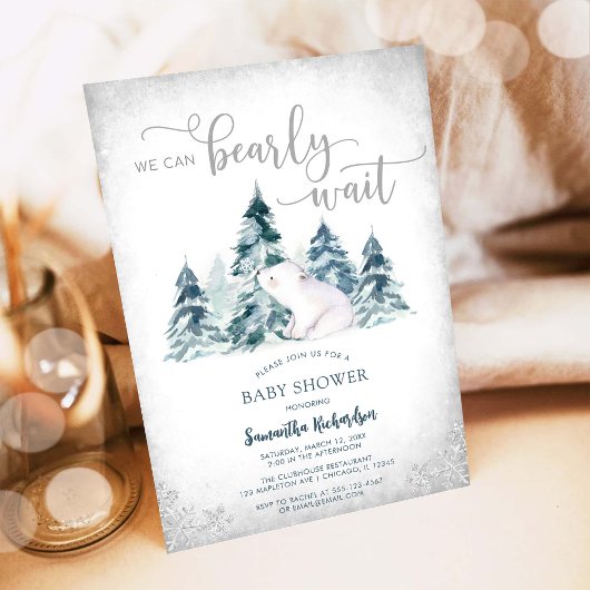 We Can Bearly Wait Winter Baby Shower Invitation Einladung