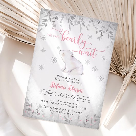 We Can Bearly Wait Winter Baby Shower Invitation Einladung