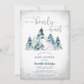 We Can Bearly Wait Winter Baby Shower Invitation Einladung (Vorderseite)