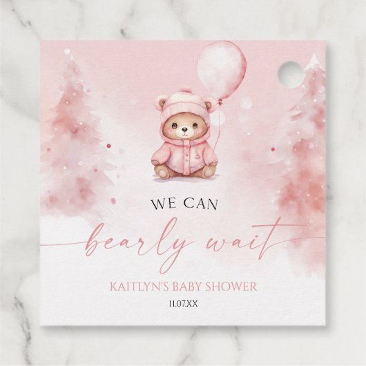 We Can Bearly Wait Winter Teddy Bear Baby Shower Geschenkanhänger (Rückseite)