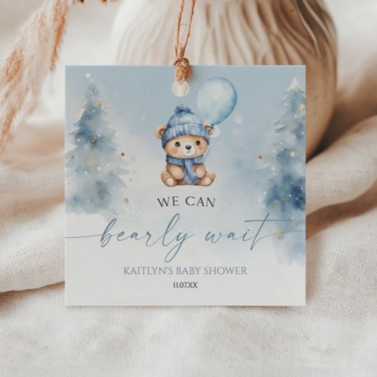 We Can Bearly Wait Winter Teddy Bear Baby Shower Geschenkanhänger
