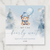 We Can Bearly Wait Winter Teddy Bear Baby Shower Geschenkanhänger (Rückseite)