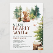 We Can Bearly Wait Woodland Baby Shower Invitation Einladung (Vorderseite)