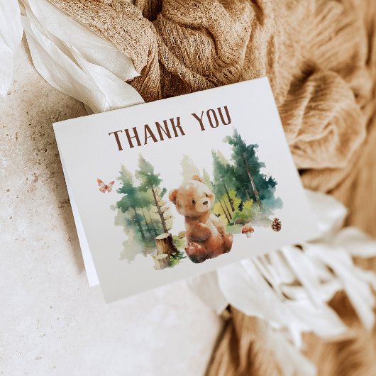 We Can Bearly Wait Woodland Baby Shower Thank You Einladung