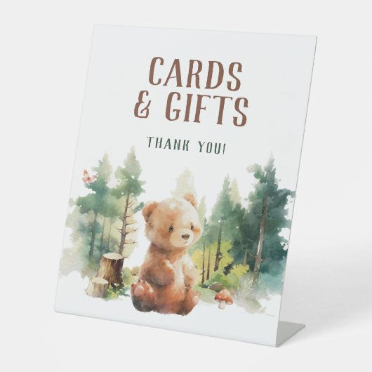 We Can Bearly Wait Woodland Cards & Gifts Sign Sockelschild (Vorderseite)