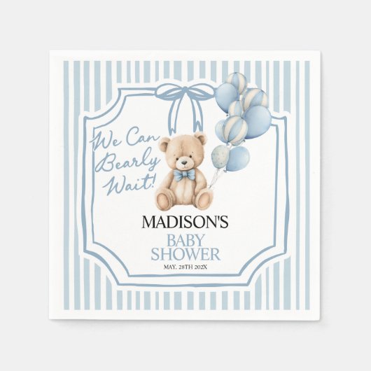 We Can Beary Wait, Baby Shower  Serviette (Vorderseite)
