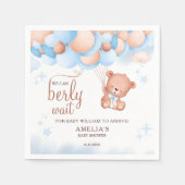 We Can Berly Wait Bear Balloon Baby Shower Napkins Serviette (Vorderseite)