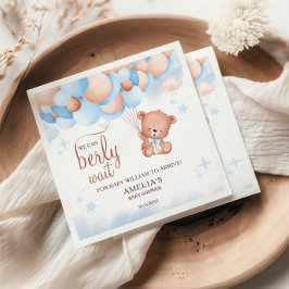 We Can Berly Wait Bear Balloon Baby Shower Napkins Serviette