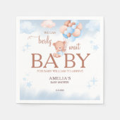 We Can Berly Wait Teddy Bear Baby Shower Napkins Serviette (Vorderseite)